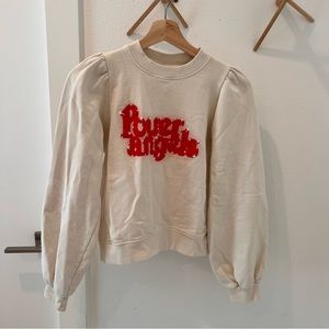 Ganni Power Angels Puff Sleeve Sweatshirt size XS